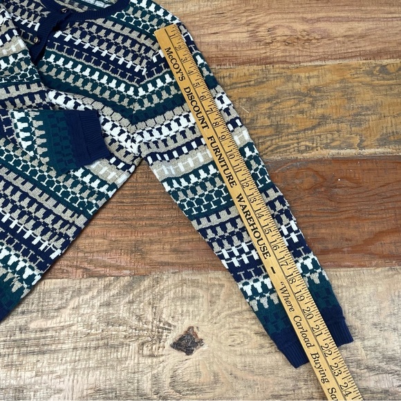 Vintage Alfred Dunner Button Up Sweater Cardigan Med petite Striped Geometric - Picture 7 of 8